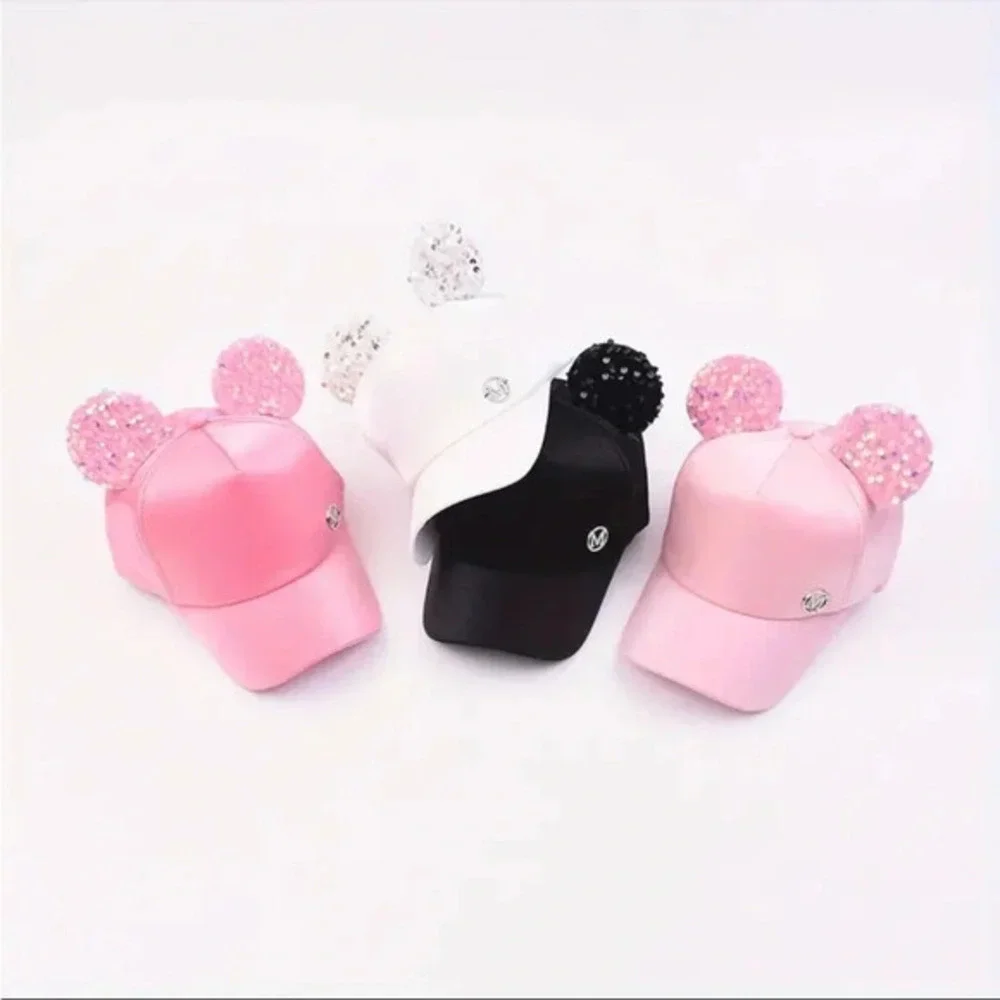 Disney Minnie Mouse Light Pink Baseball Hat Rhinestone Ears NWT